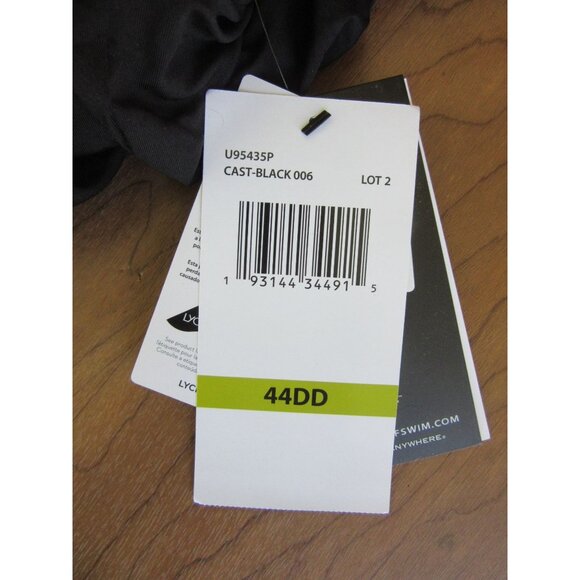 Coco Reef Grace Tankini Top Black Silver Trim 44DD NWT Shelf Bra Sporty Summer - Picture 7 of 10